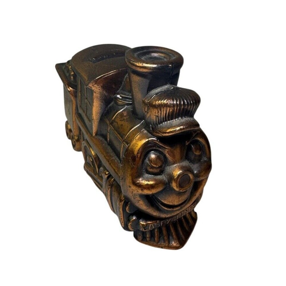 Vintage Casey Jones #572 Cast Metal Copper‎ Plated Train Coin Bank - CUTE!
